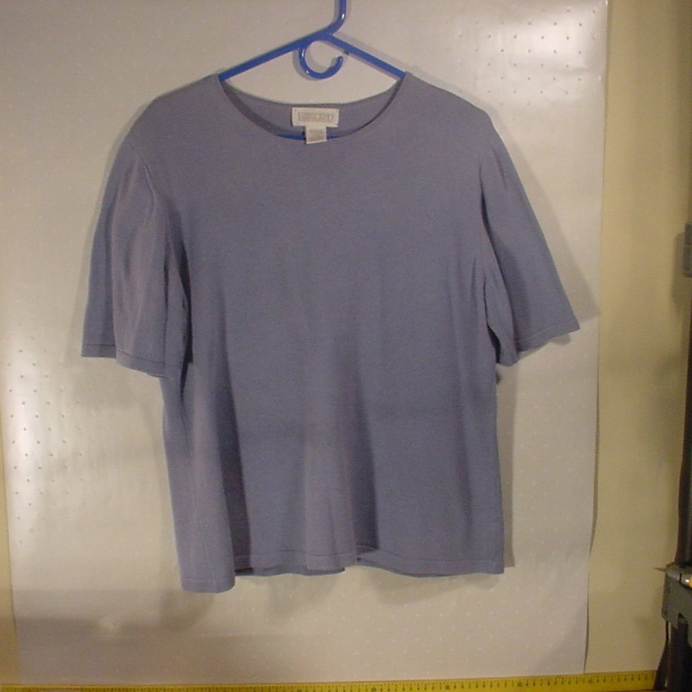 LADIES KNIT TOP - LANDS END SHORT SLEEVE KNIT SHIRT - SIZE 14-16